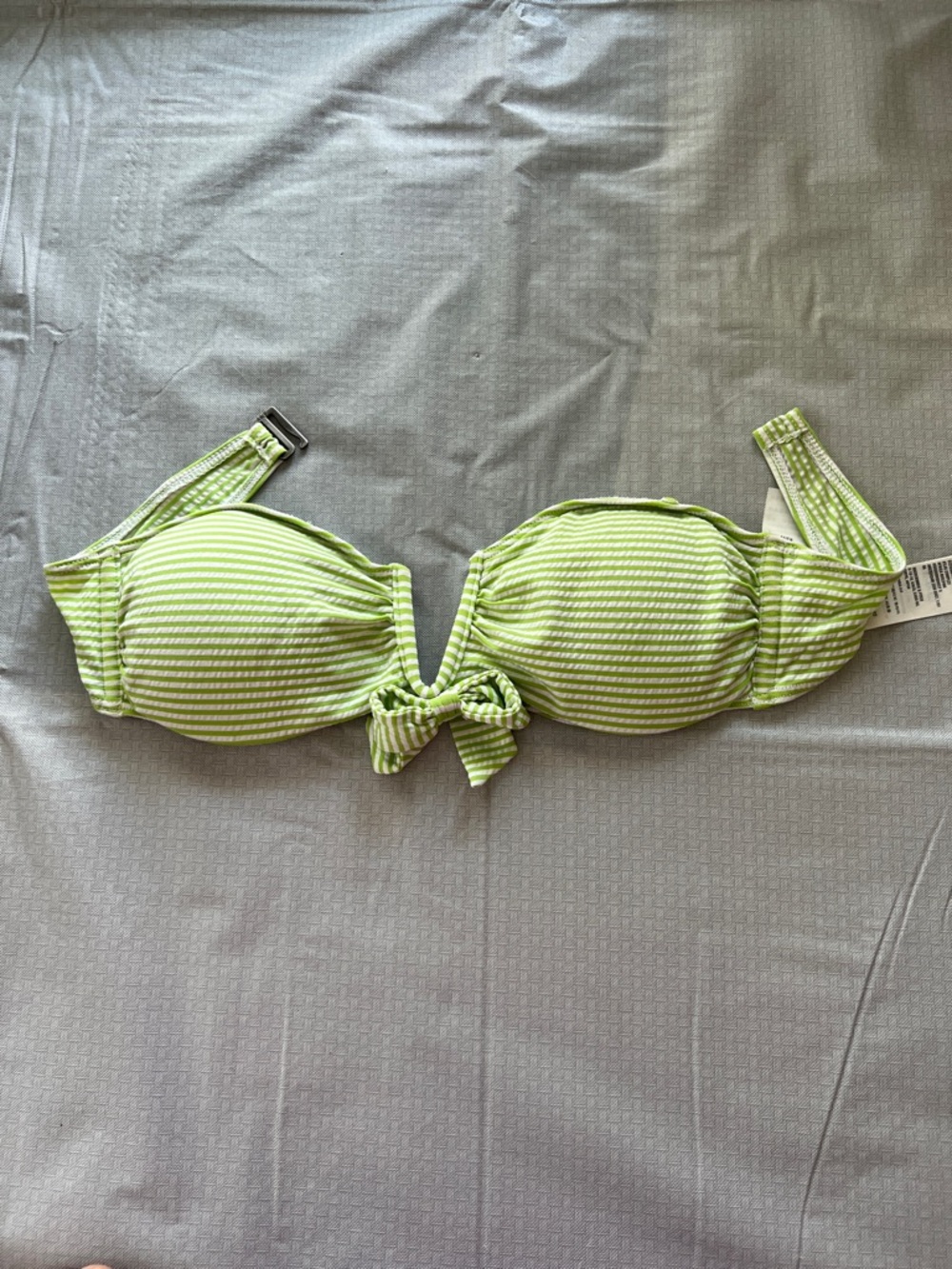 Abercrombie & Fitch Green and White Striped Bikini Top
